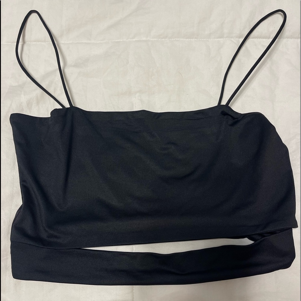 Black cut tank top